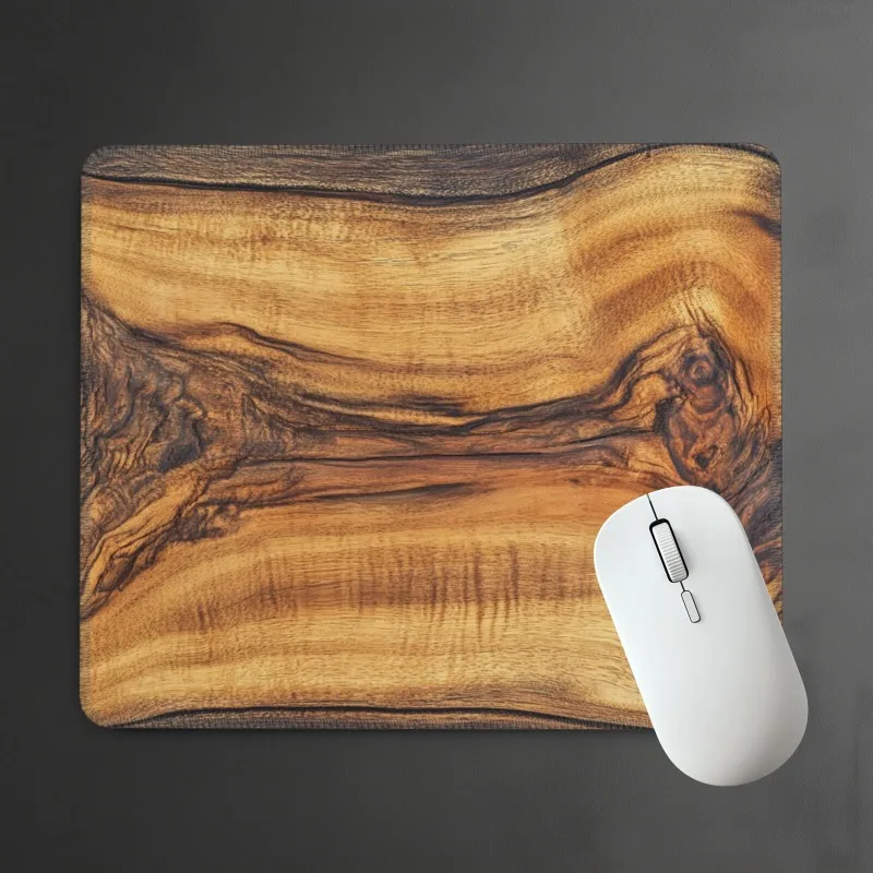 

Natural wood grain pattern square small mouse pad anti-slip rubber base portable office deskpad computer notebook PC accessories