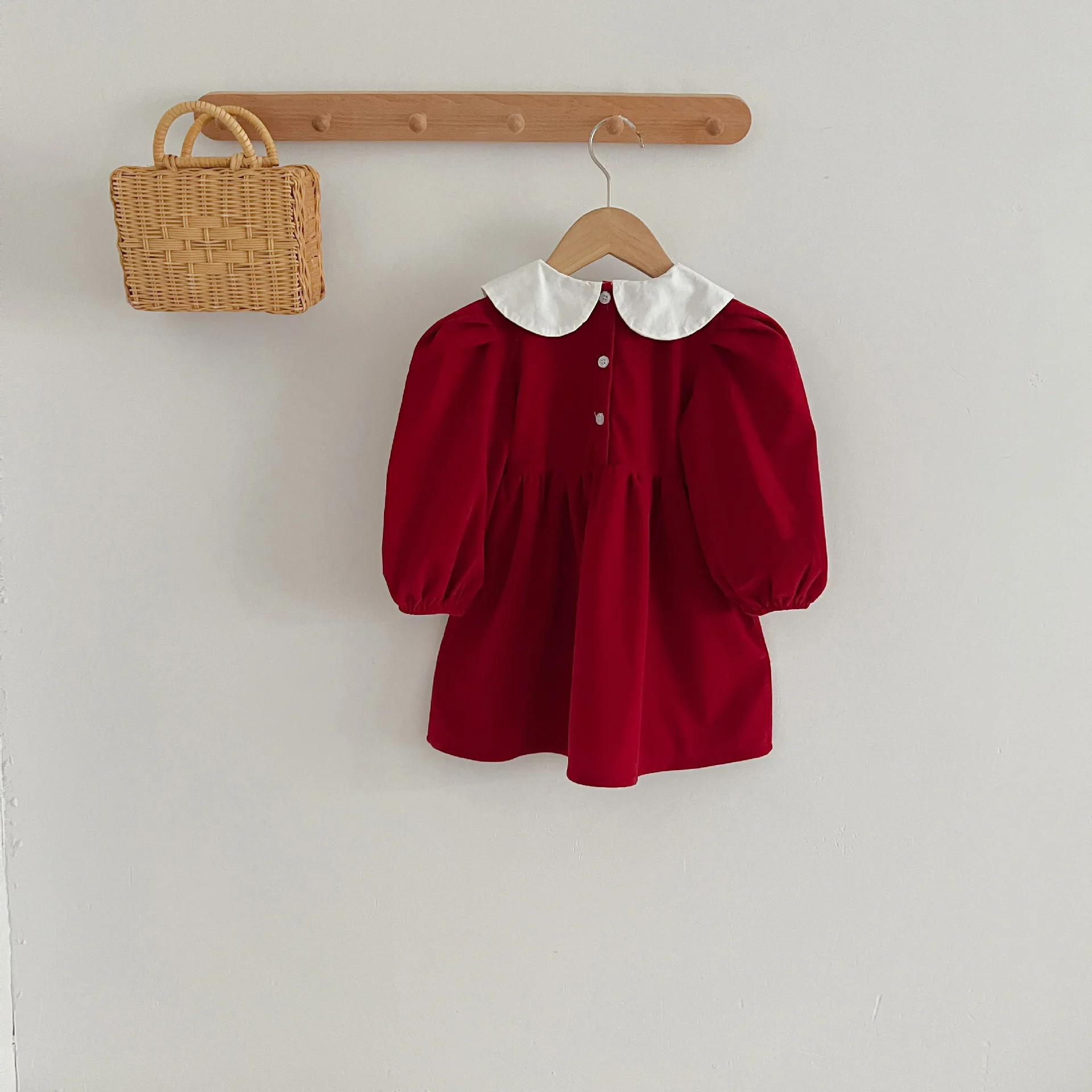 Infant Kinder Baby Mädchen Langarm Süße Einfarbig Schwestern Kleid Neugeborene Baby Mädchen Puppe Kragen Prinzessin Kleidung Strampler – Detail 6