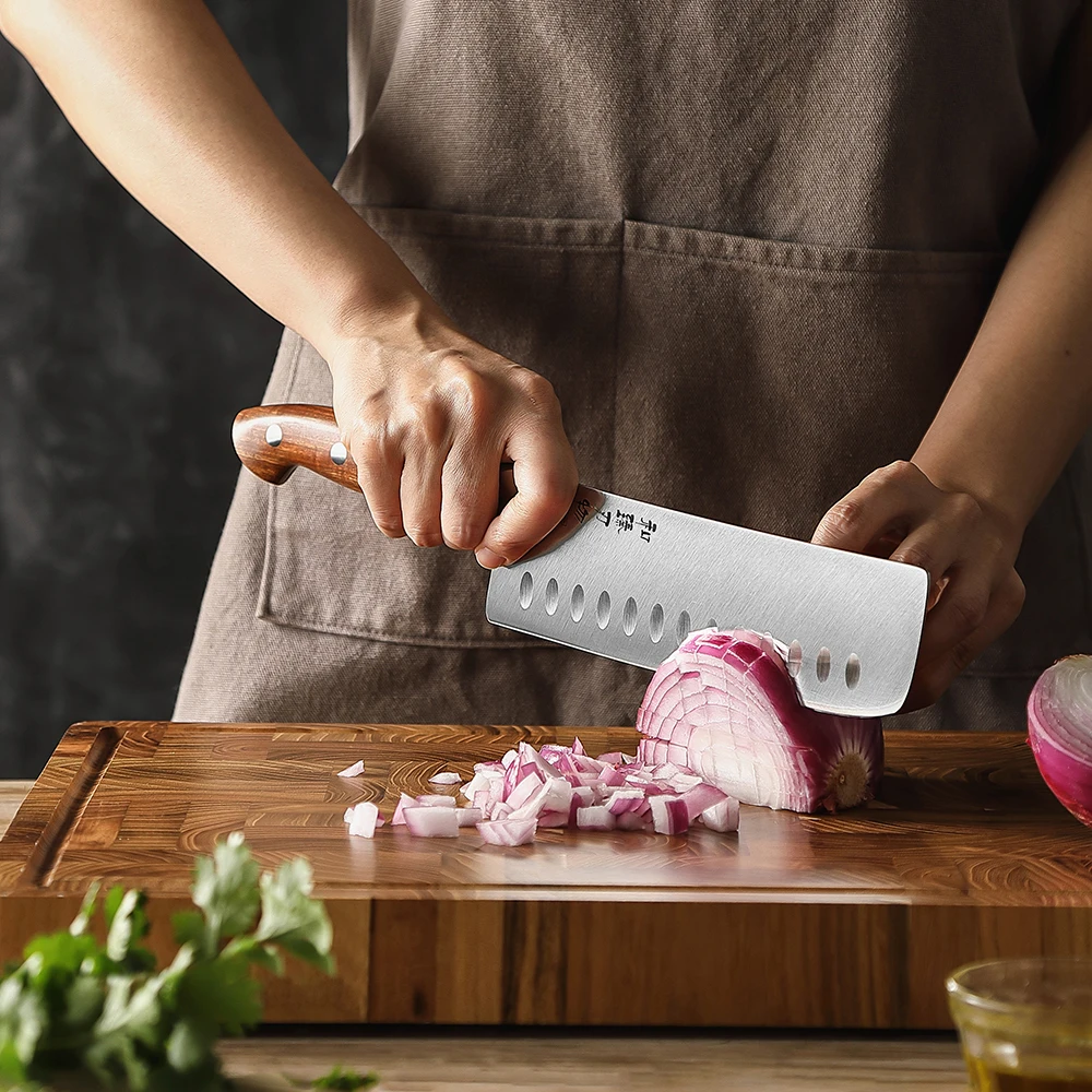 HEZHEN 7.4 Inch Nakiri Knife German 1.4116 Stainless Steel Japanese Cook Sharp Knife 56-58 HRC Kitchen Knife Gift Box