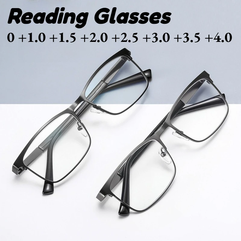 

New High-definition Anti-blue Light Reading Glasses Unisex Presbyopia Glasses for Seniors Metal Business-style Frames