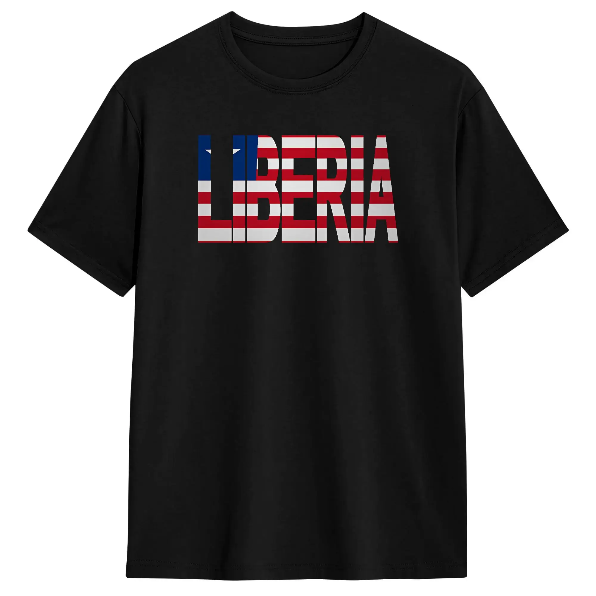 Liberia T-Shirt Men  Awesome 100% Cotton Tee Shirt Crew Neck Short Sleeve T Shirts Gift Idea Tops