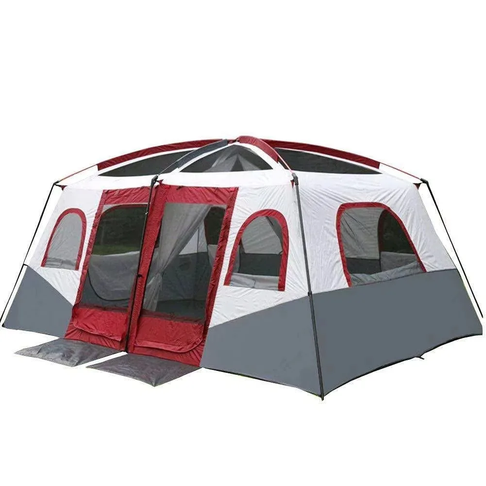 Best Seller 4 Season Travel Camping Tent 2 Rooms 12 Persons Capacity Waterproof Outdoor Family Tent Made of Oxford Fabric