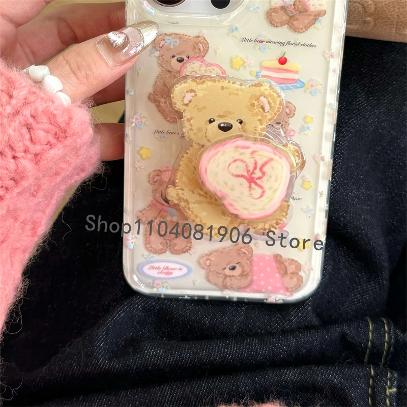 Coréen mignon rotation amour coeur ours poignée Tok Griptok Support pour IPhone Samsung téléphone accessoires Support anneau Support Support cadeau