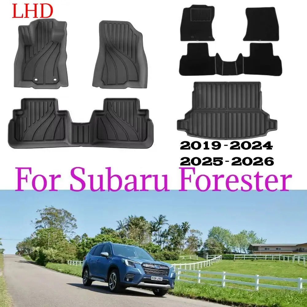 

For Subaru Forester 2026 2025-2019 TPE Floor Mats All Weather Protection Cargo Liner Waterproof Trunk Mat Backrest Pad LHD