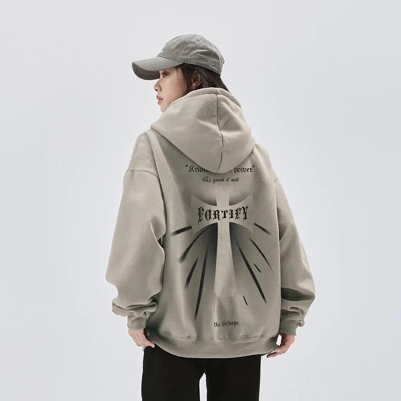 High Street Retro Print Hoodie Frühling und Herbst neue lose Langarm Hoodie koreanische Mode Streetwear y2k Damen Sweatshirt