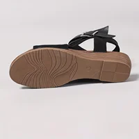 Black Pu Buckle Open Toe Fashion Comfortable Cool Wedge Heel Versatile Commuter Vacation Women's Sandals - Image 5