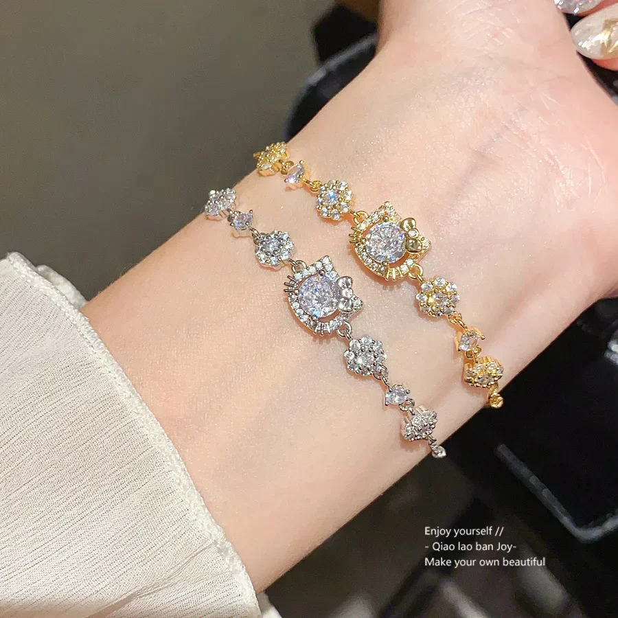 Gold Plated Cubic Zirconia Bracelet Adjustable Stackable Vintage Inspired Elegant Everyday Jewelry Gift for Women