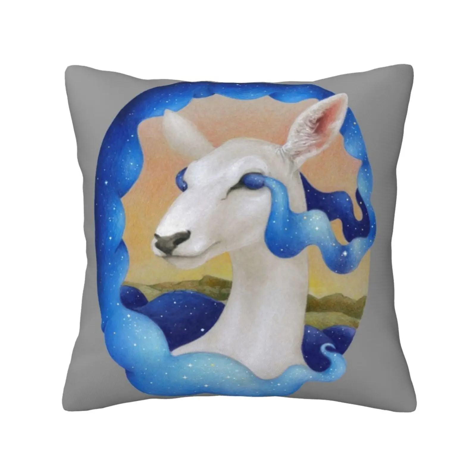 White Deer-Spirit Of The Woods Home Sofa Car Waist Throw Pillowcase White Deer Spirit Deer Space Art Outer Space Stars Albino