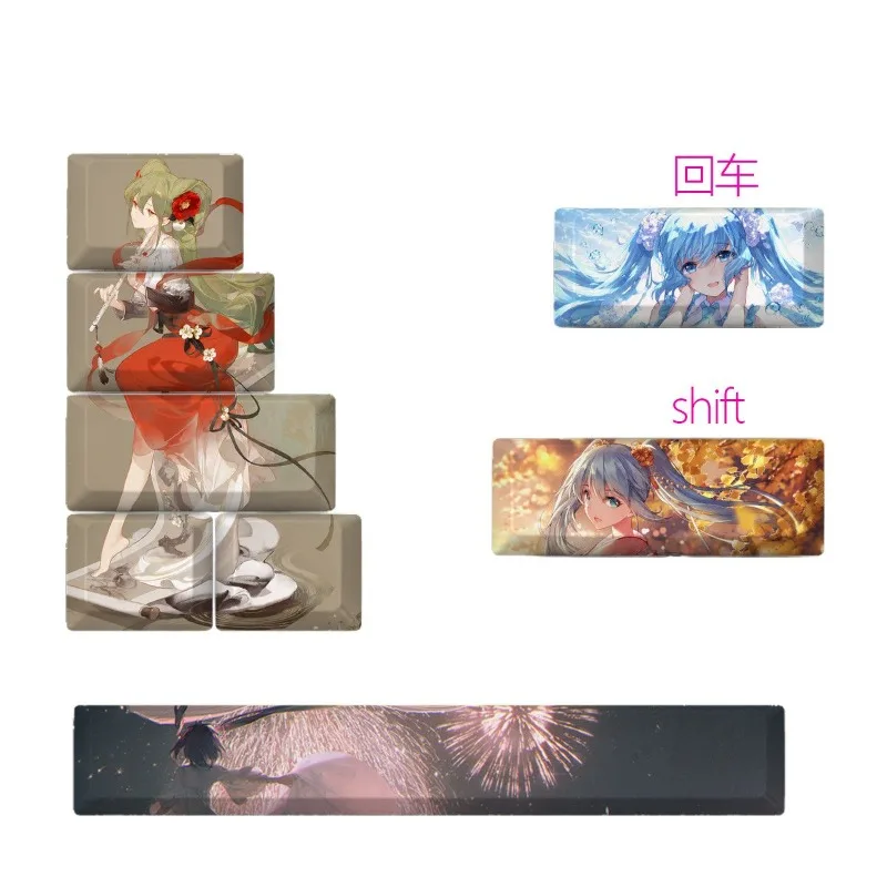 NEW Virtual Girl Theme Anime Keycap Mechanical Keyboard PBT Customized Cute Keycap PC Game Keyboard Accessories Gift Collection