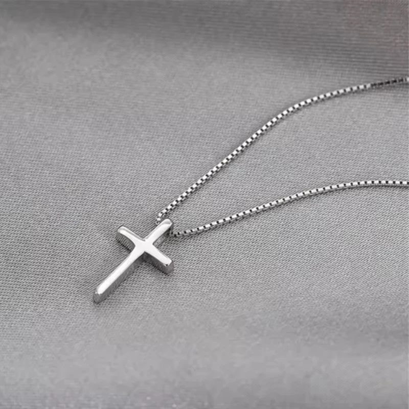 

Christmas Gift Stainless Steel Religion Christian Simple Necklace for Women Men Cross Pendant Chains Fashion Jewelry Accessories