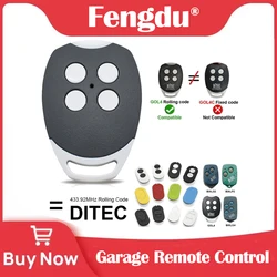 DITEC Remote GOL4 Command 433.92MHz Rolling Code New Garage Door Opener BIXLP2 BIXLP 2 BIXLS2 BIXLS 2 BIXLG4 BIXLG 4