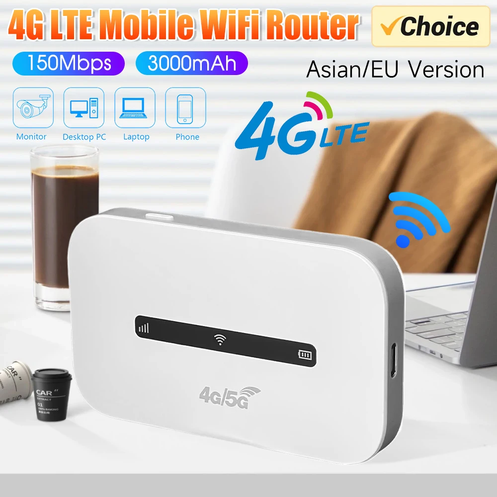 M6 4G LTE Portable WiFi Hotspot 3000mAh 150Mbps Wireless Internet Router with SIM Card Slot Modem Router for Home Office Travel