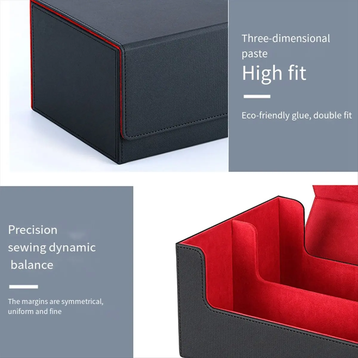 Boîte de rangement pour cartes AS62, étui pour cartes à collectionner, porte-cartes à fermeture magnétique pour cartes de jeu magnétiques rouge + noir