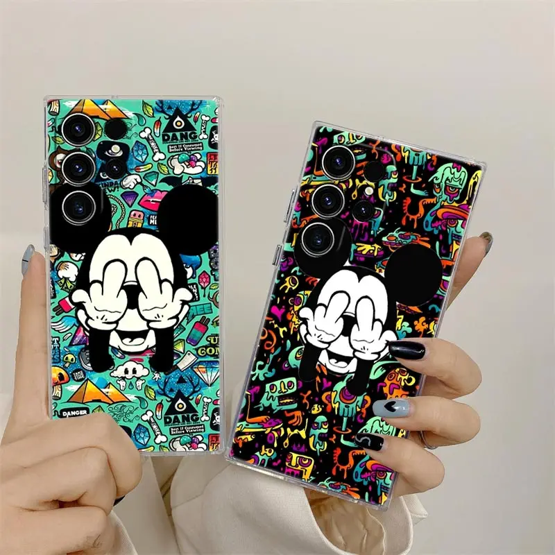 حافظة لهاتف سامسونج جالاكسي S24FE S25 S23 S21 Ultra S20 S24 FE S22 S25 Plus A35 A55 5G حافظة ميني كارتونية ميكي غطاء شفاف #2
