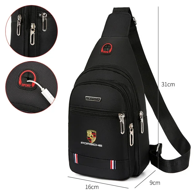 New Leisure Car Small Backpack One-shoulder Messenger Bag Chest Bag For Porsche Panamera Cayenne Taycan 911 718 Macan Carrera-GT