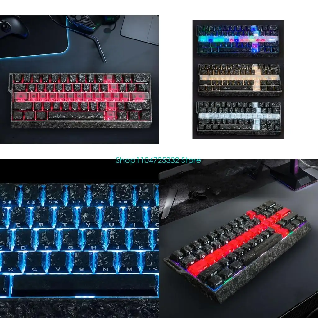 

P5EA Mechanical Keyboards Keycaps 19 Carbon-Look Transparency Keycap Set