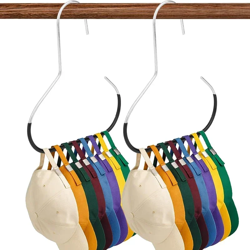 2Pcs Multi-Hat Hanger Hooks, Space-Saving Closet Organizer for Caps