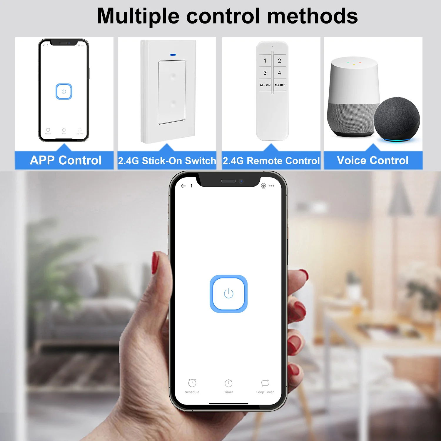 QIACHIP EWelink 16A WiFi Smart Switch Mini AC 110V 220V 240V Wireless Remote Control Switch Voice Control With Alexa Google Home