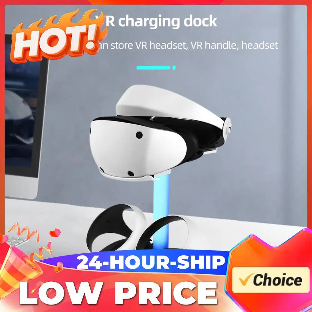 

Controller Charger Magnetic Gamepad Charging Stand Colorful RGB Light Storage Glasses Headset Accessories for PS VR2 Joypad