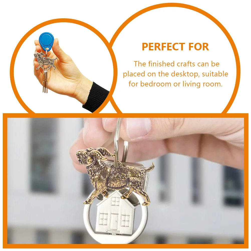 

2Pcs Goat Keychain Charms Vintage Brass Pendants DIY Keychain Necklace Hanging Decor Key Charm Brass Charm Bag Ornament