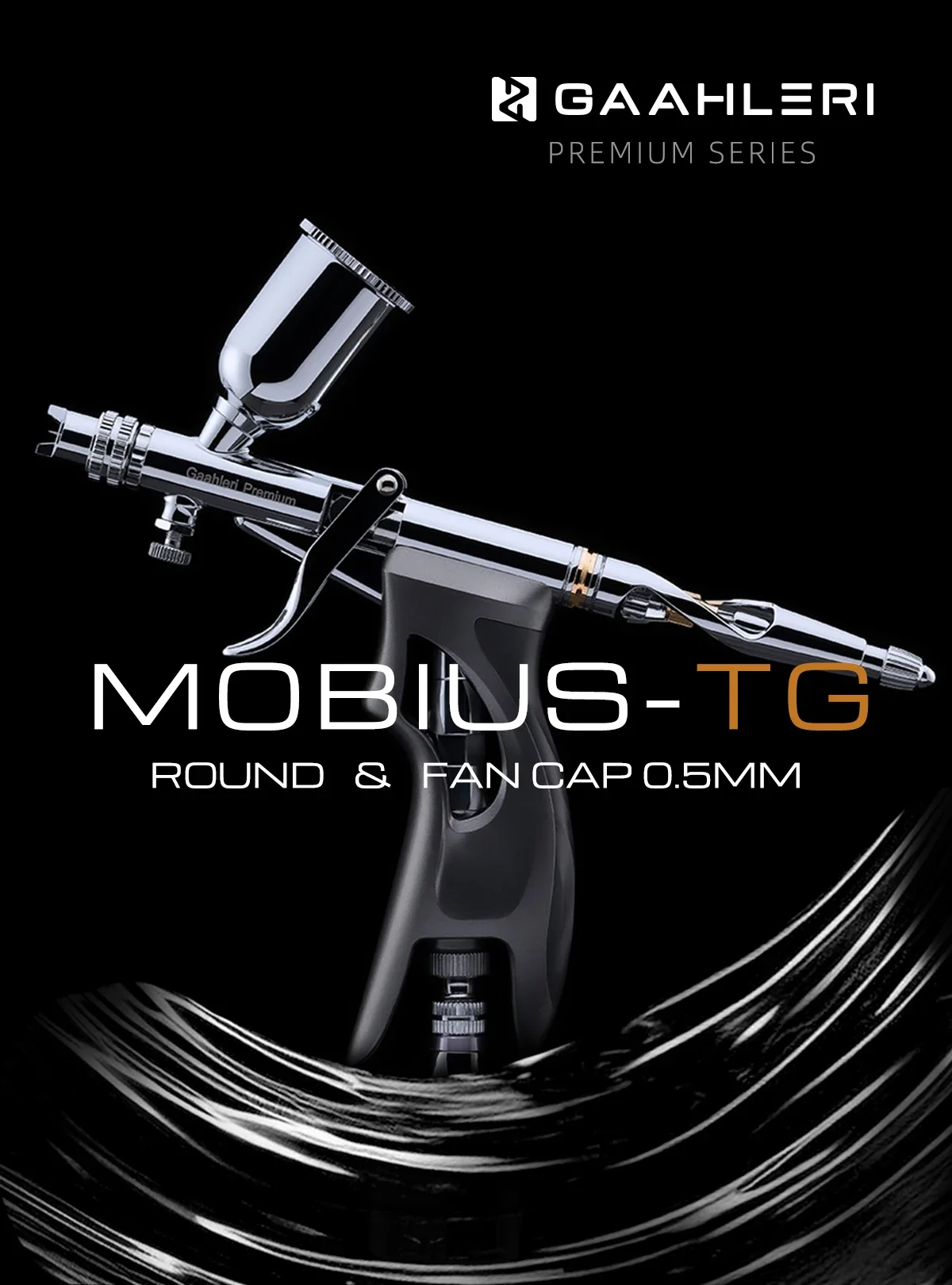 Gaahleri Model spraying and coloring spray Airbrush kit  Premium Series Mobius  0.5MM Gravity type （ ROUND & FANCAP ）