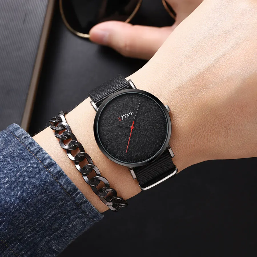 British fashion ultra-thin men\'s watch sports simple casual white nylon strap for men and women quartz watch