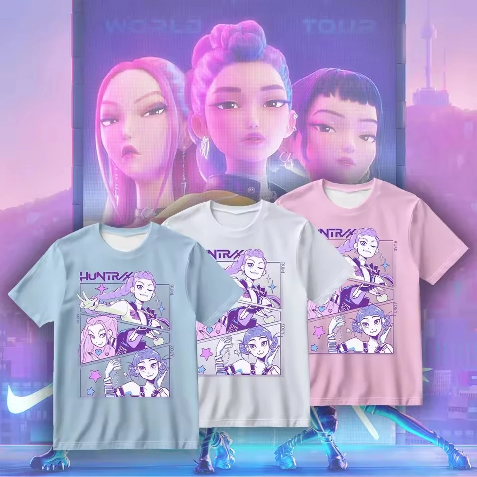 

New Fashion Trend Anime Graphic T Shirts Kpop Demon Hunter 3D Printed Harajuku Street Hip Pop Y2k T Shirt For Man Clothes Tops