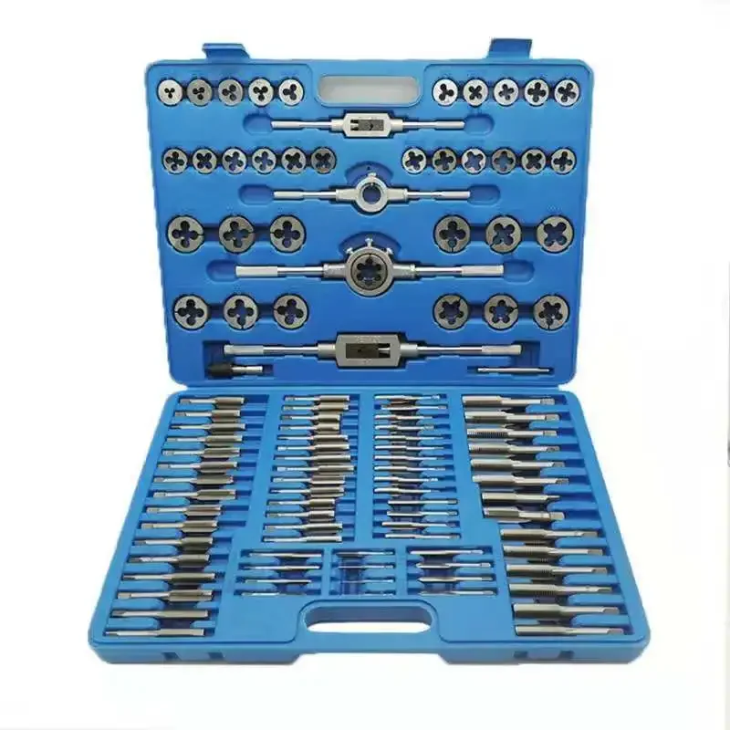 

110PCS Tap and Die Set Metric Wrench Thread Tools Alloy Steel with Blue Case For Professtional Metalworking