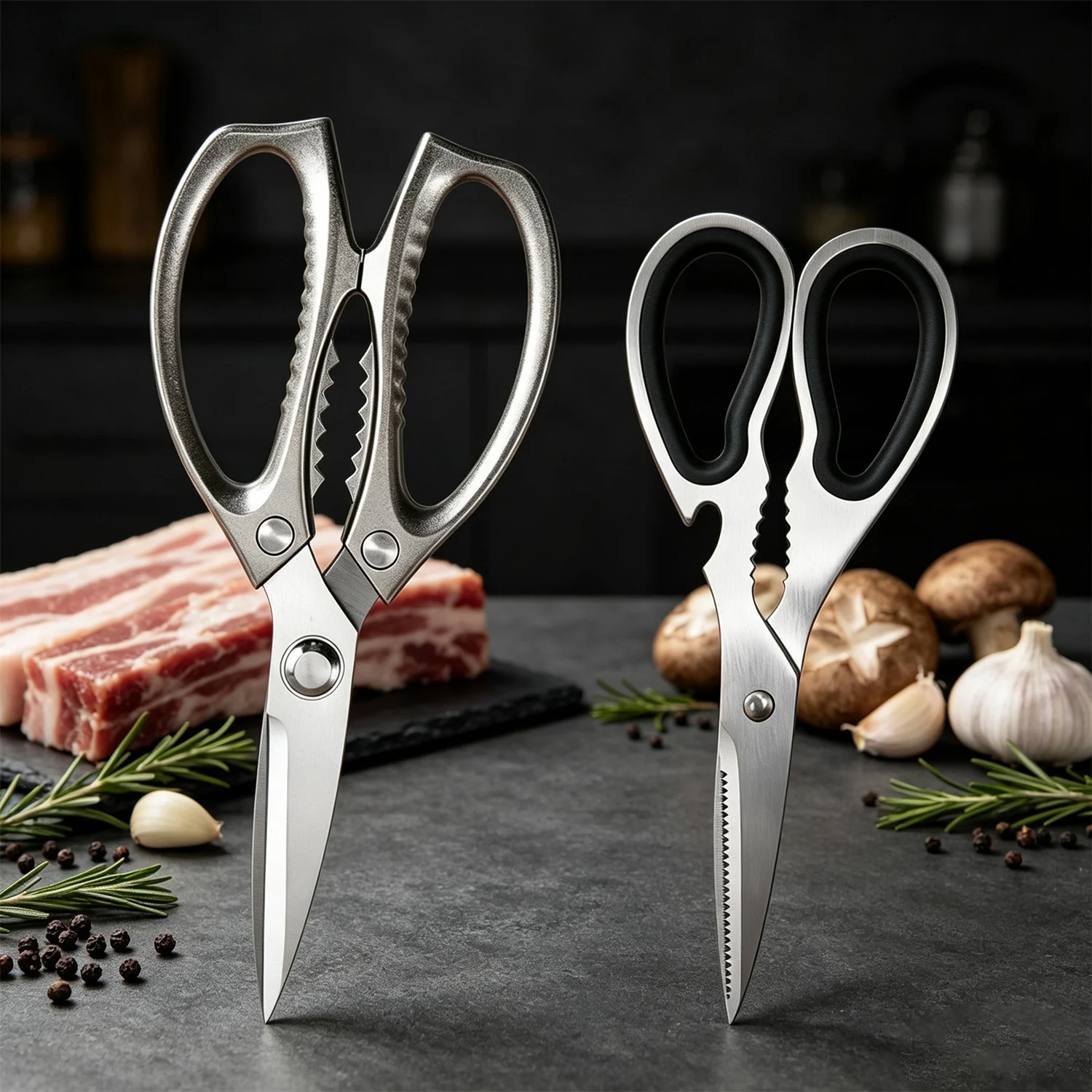 1/2pcs,Stainless Steel Chicken Bone Scissors Kitchen Scissors Food Scissors & Vegetable Scissors Barbecue Shears Kitchen Gadgets