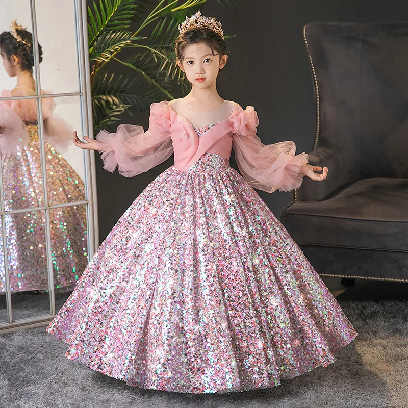 

Evening Dresses for Kids Children's Dress Girl Party Luxury Ball Gowns Infants Princess Sequins Costumes for Banquet