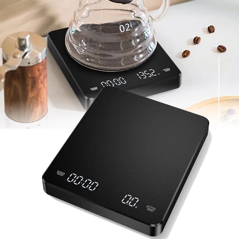 

Professional Coffee Scale Digital 0.1g Precision Timer USB Rechargeable 3kg Max LED Screen for Espresso Kitchen Brewing