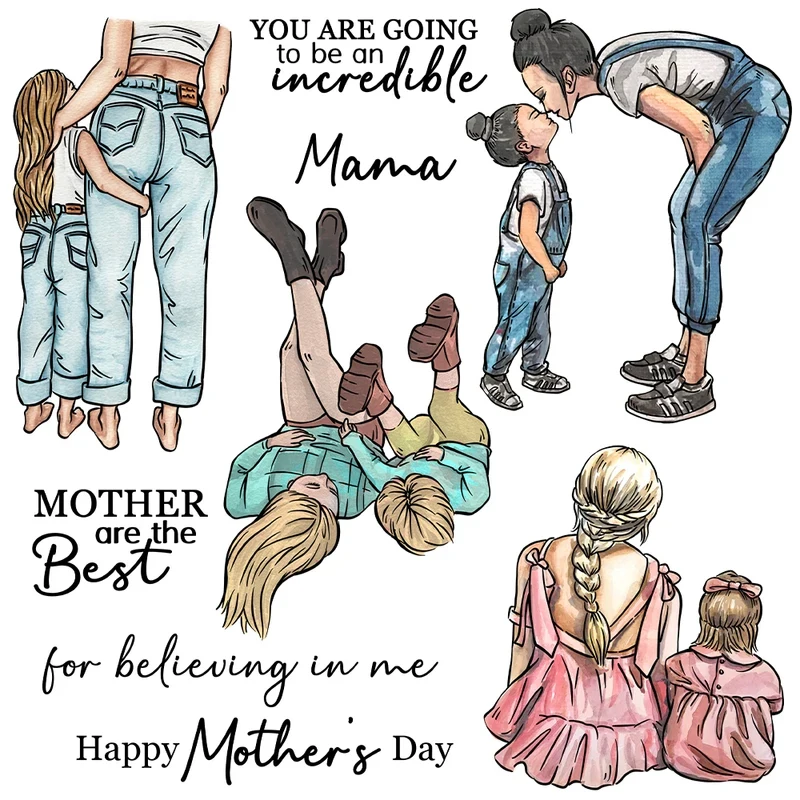Love Mother Daughter Cutting Dies Clear Stamps Mother's Day Gift DIY Scrapbooking Metal Dies Silicone Stamps For Card