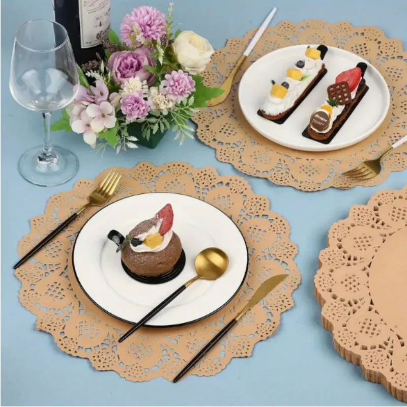 Round Coloured Floral-Patterned Baking Paper Oil-Absorbent Paper Decorative Lace-Edged Paper Baking Paper Deep-Frying Mat Paper