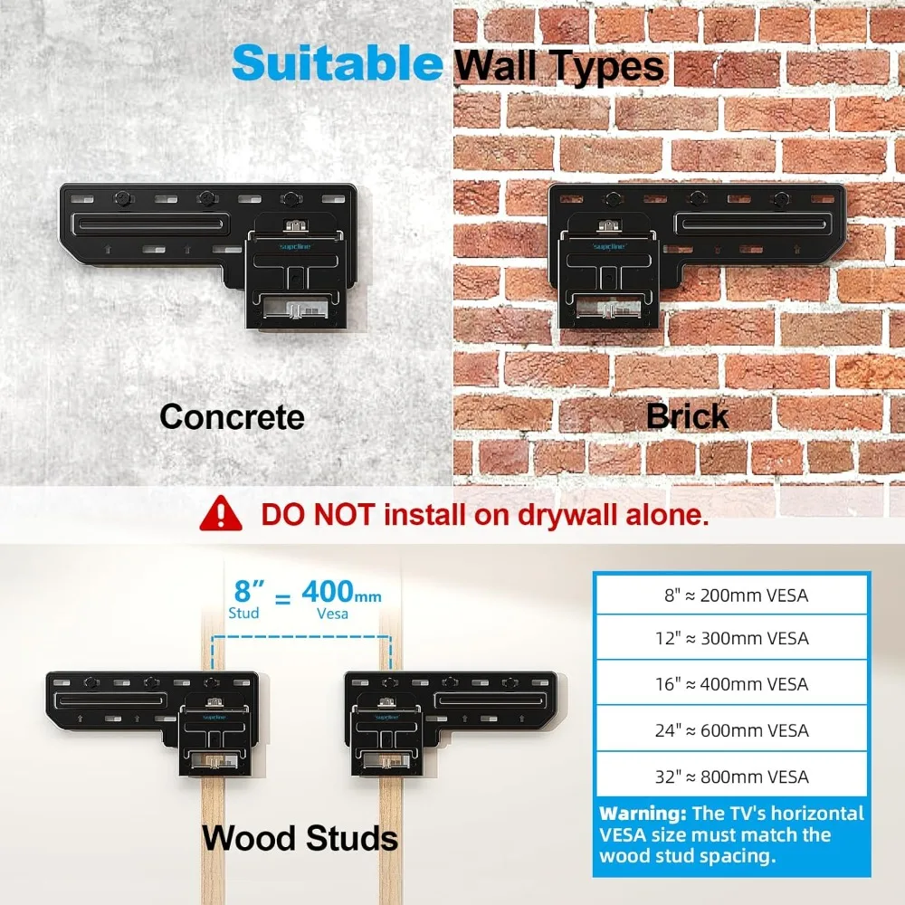 Ультратонкое настенное крепление для телевизоров с плоскими и рамками диаметром 55–100 дюймов, низкопрофильное крепление только 0,31 дюйма для плоского настенного телевизора, настенное крепление Micro Gap