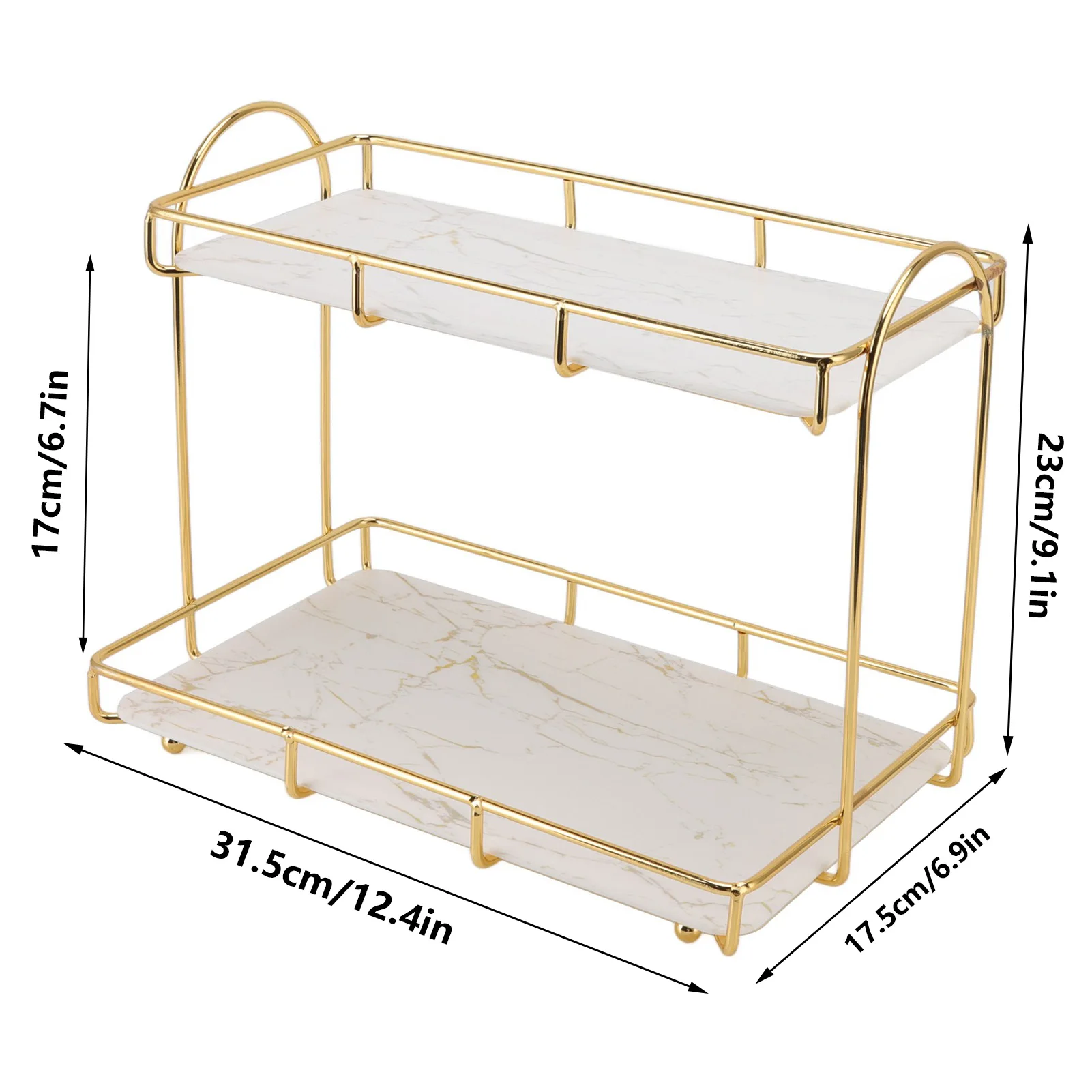 Badkamerplank Goud Wit 2 Tier Shampoo Opbergrek Anti Slip Make-Up Plank Douchehoek Planken Badkamer Organizer Accessoire