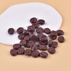 10pcs/pack Fashion Coffee Bean Resin Charms for Earring Necklace Jewelry DIY Making 13*20mm