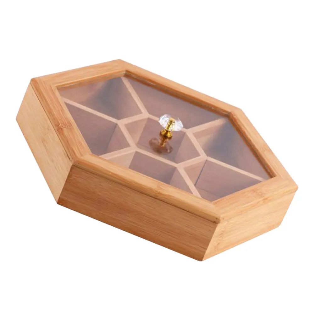 

1Pcs Wooden Fruit Tray with Seven Compartment Food Serving Plate for Home Snack Storage Decorative Dried Fruit Box Ideal Party