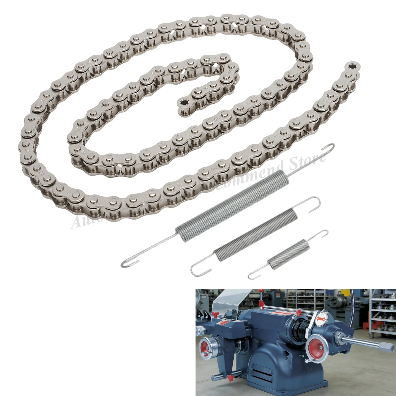 Banda de cadena mejorada con kit de 3 resortes extraíbles 609802 para tornos de frenos Ammco con rotor sólido