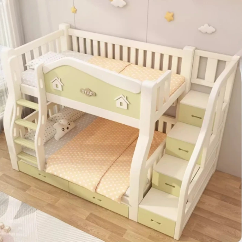 Unique Cute Support Frame Children Bunk Bed Up Down Stairs Drawers Storage Kids Bunk Bed Nordic Cama Infantil Bedroom Furniture