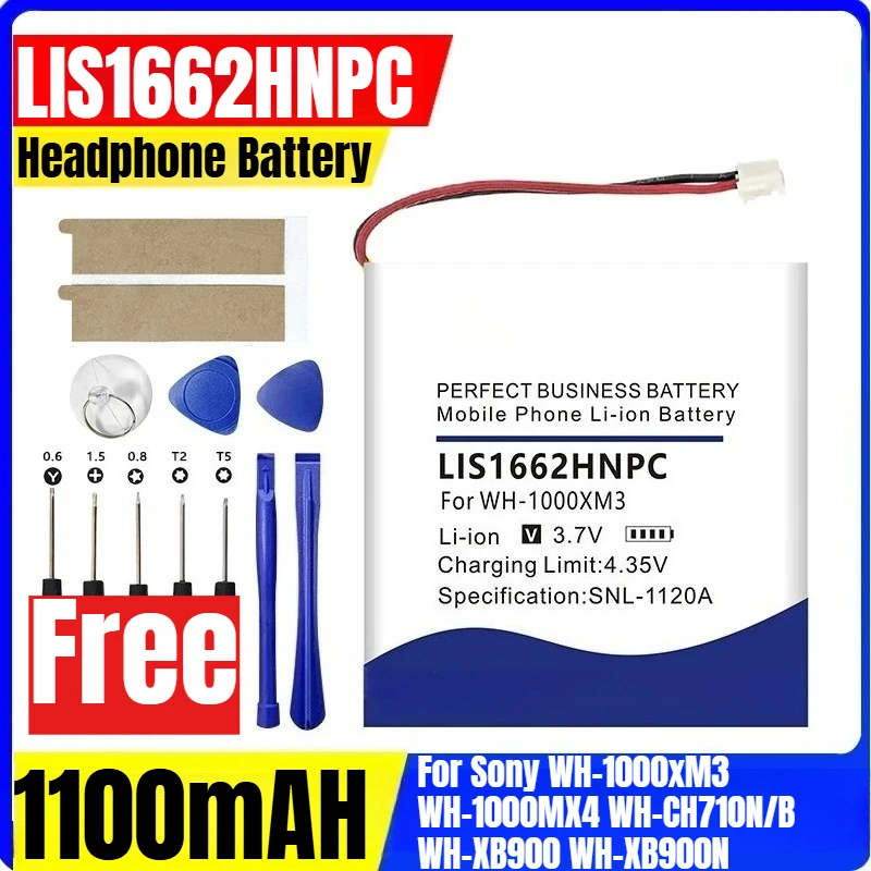 LIS1662HNPC 3.7V 1100mAH بطارية سماعة الرأس لسوني WH-1000xM3 WH-1000MX4 WH-CH710N/B WH-XB900 WH-XB900N