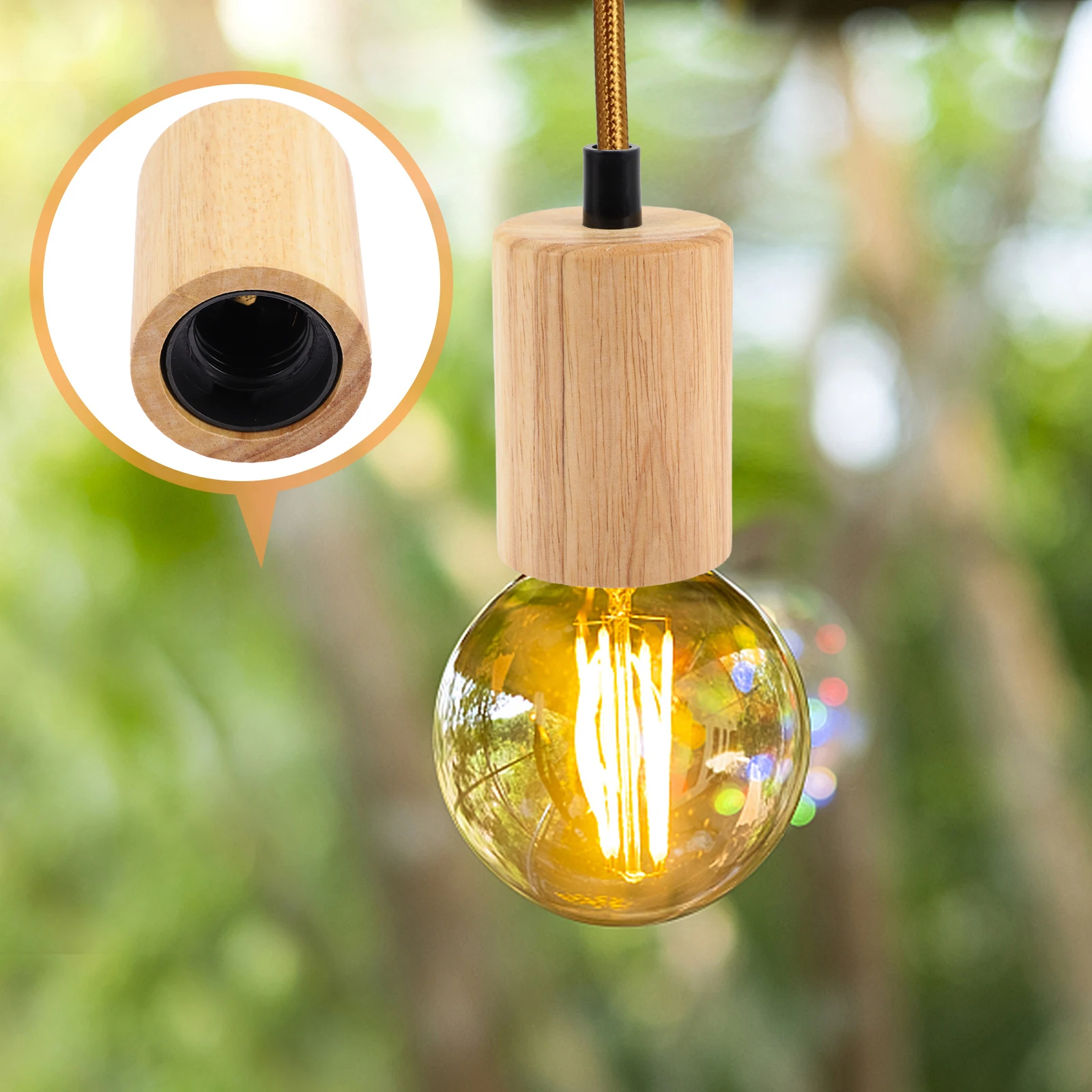 

Wooden Lamp Holder E27 Socket Vanity Bulb Desktop Ceiling Base Light Bulb Adapter Chandelier Hanging Modern Safe Easy Install
