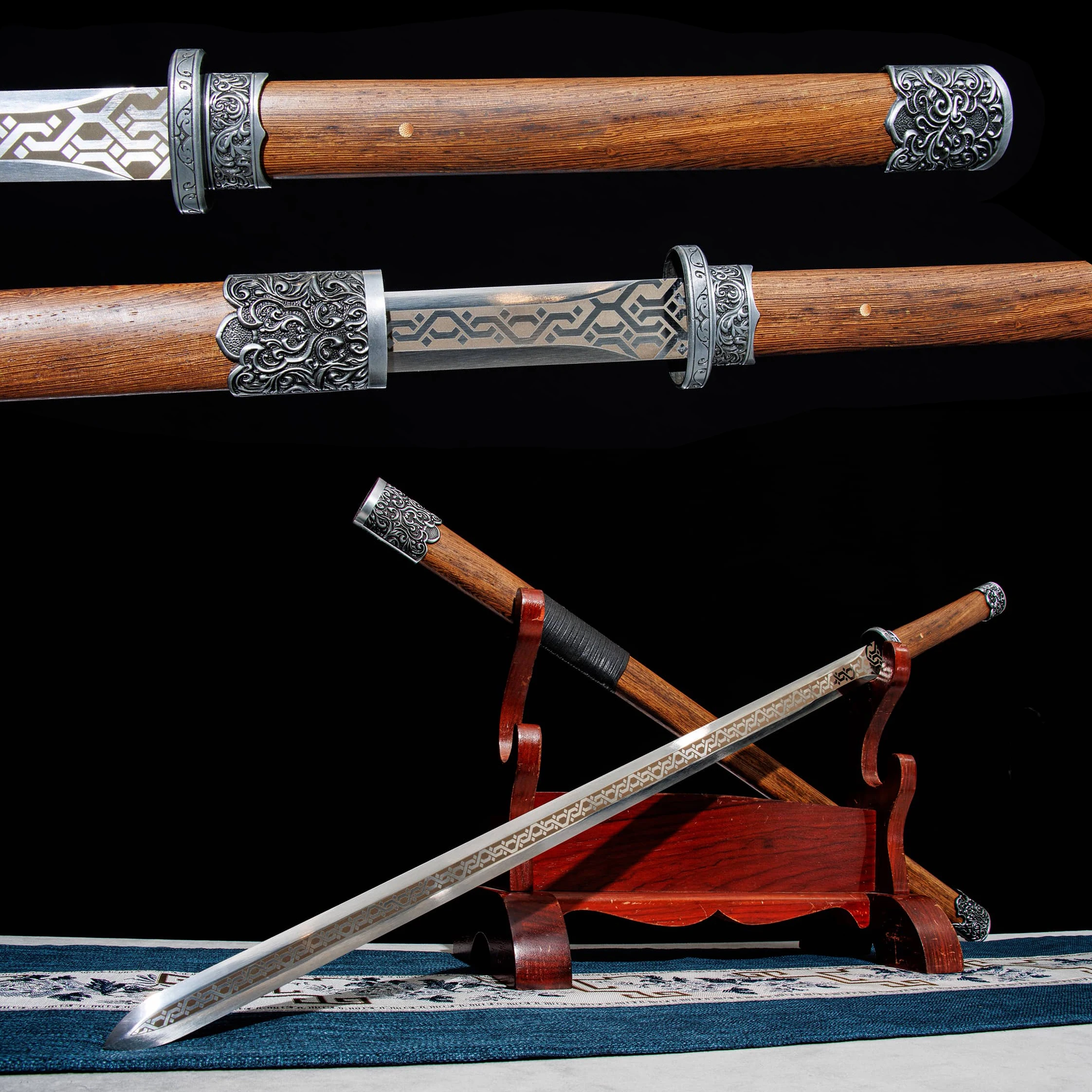 

103cm Medieval full tang Combat Readiness High carbon Steel sharp katana fighting samurai sword Shirasaya weapons Wood Sheath