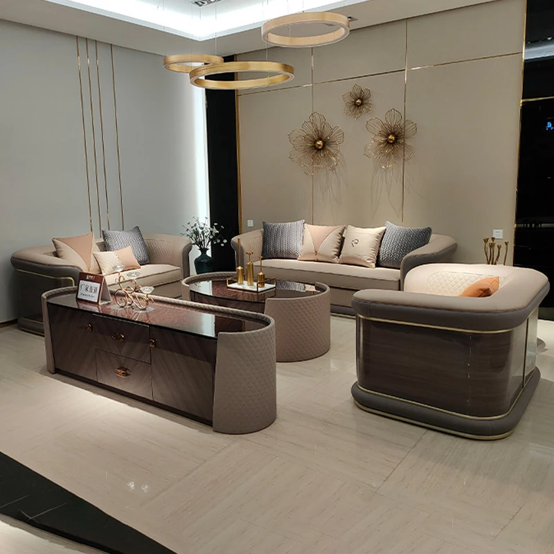 

Легкий роскошный комплект диванов из натуральной кожи, итальянский современный минималистичный стиль для гостиной, мебель в стиле Хонг, высококлассная и элегантная.