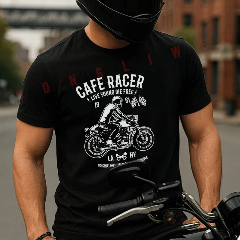 

Футболка с графическим принтом Visit Site Cafe Racer, мужская, в стиле хип-хоп, уличная одежда, унисекс, повседневная, модная, с коротким рукавом