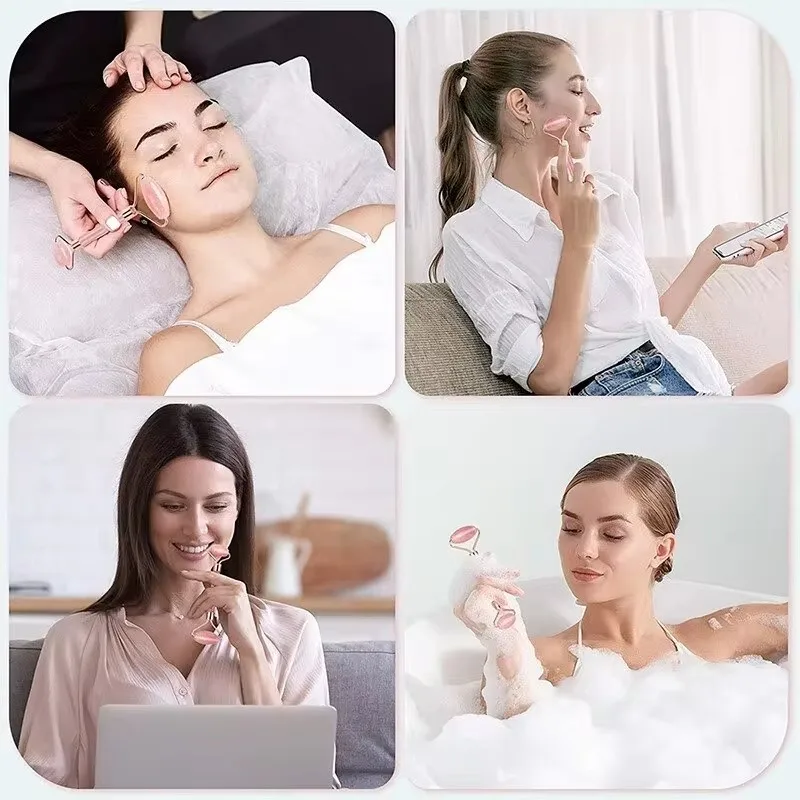 Set Gua Sha: kit di strumenti per massaggiatore viso e rulli, raschietto in pietra a doppia faccia per la cura della pelle, spa, rilassamento