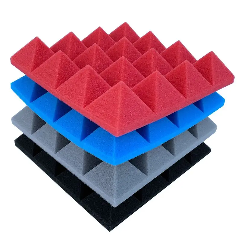 BHBD-24Pcs 25X25x5cm Studio Acoustic Soundproof Foam Pyramid Noise Insulation Sound Absorption Treatment Panels