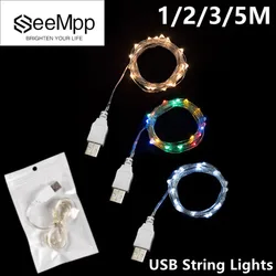 防水LEDライトガーランド,USB電源,妖精,クリスマス,結婚式,パーティー,装飾,1 m, 2 m, 3 m, 5m