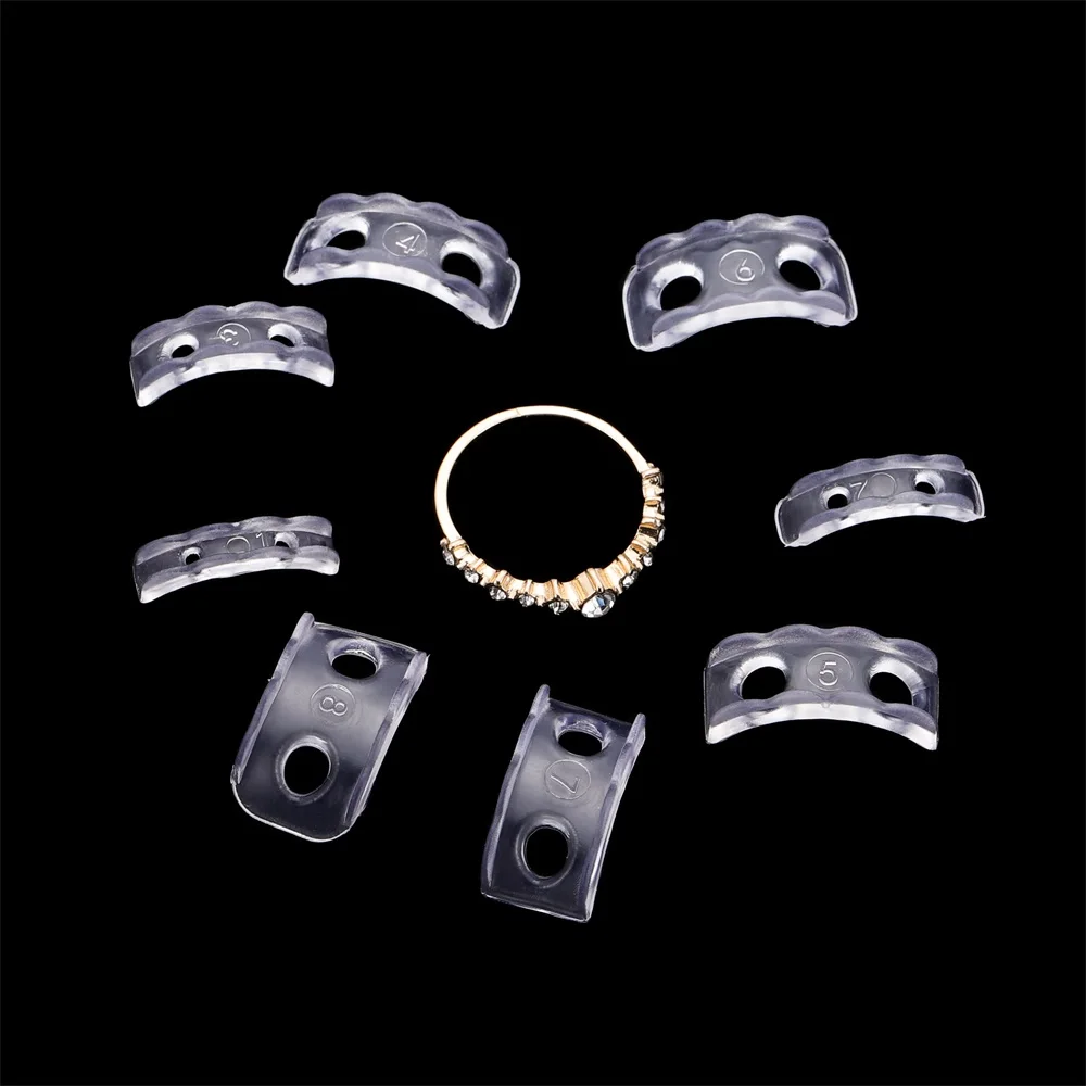 

8 размеров/упаковка: силиконовый невидимый прозрачный регулятор размера кольца, защита от потери, невидимый держатель-фиксатор для больших колец