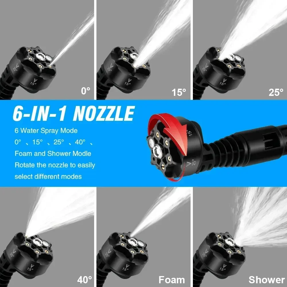 3500W Brushless Electric High Pressure Washer 6IN1 Nozzle Garden Irrigation Gun for Makita 18V Car Wash Water Gun Tool