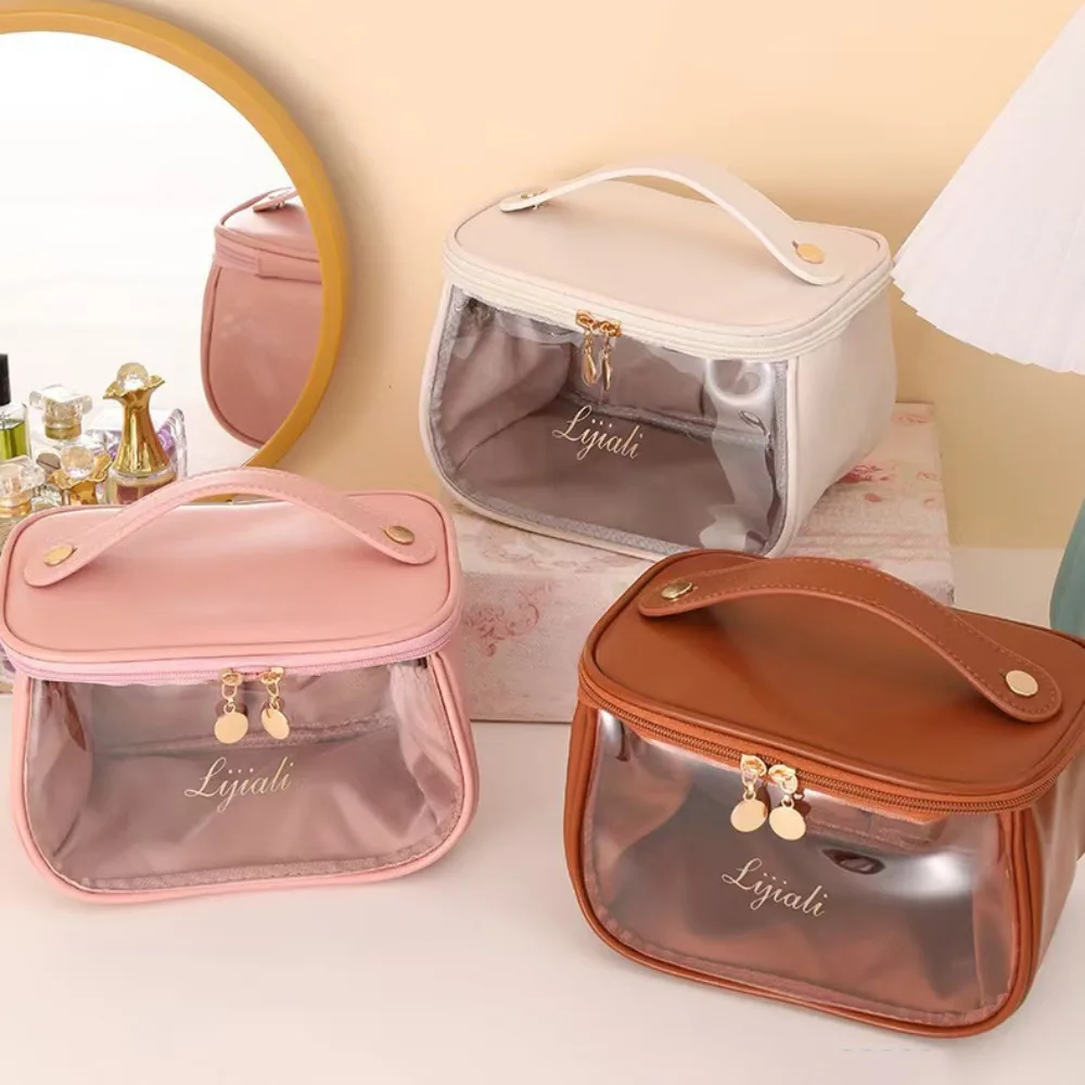 Storage Clear Makeup Bag Lightweight Handle Cosmetic Container Portable Water-resistant Portable Toiletry Bag Business Trips